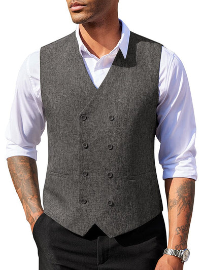 Lightweight Double Breasted Suit Vest (US Only) Vest coofandy Dark Grey S 