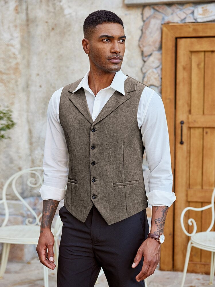 Slim Fit Notch Lapel Formal Vest (US Only) Vest coofandy 