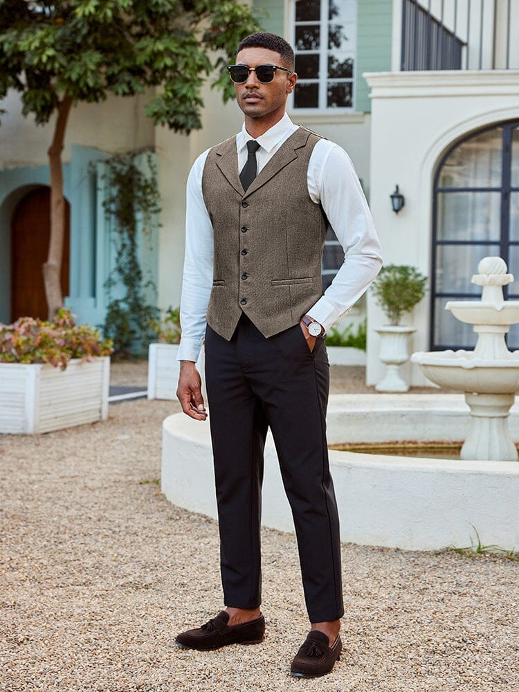 Slim Fit Notch Lapel Formal Vest (US Only) Vest coofandy 