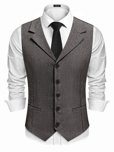 Slim Fit Notch Lapel Formal Vest (US Only) Vest coofandy Dark Grey S 