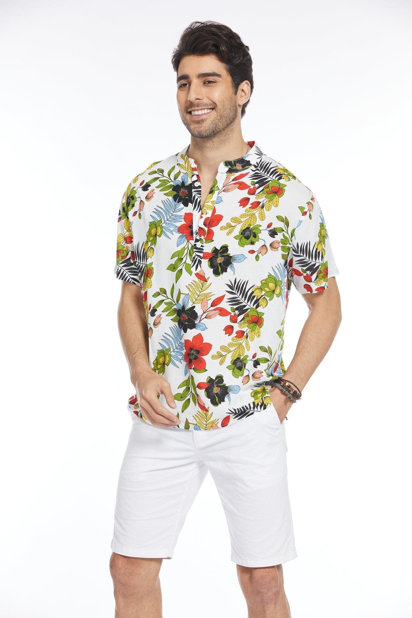 Coofandy Floral Henley Shirt (US Only) Shirts coofandy 
