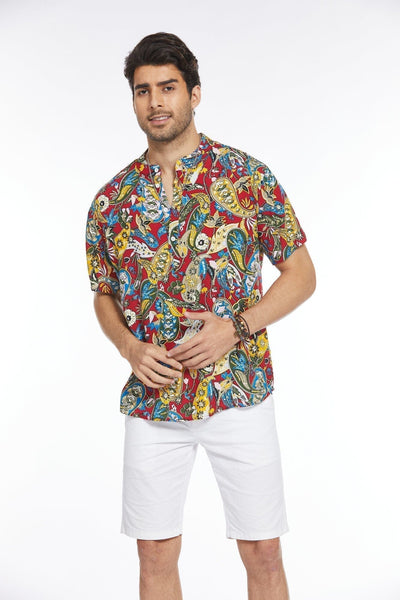 Coofandy Floral Henley Shirt (US Only) Shirts coofandy 