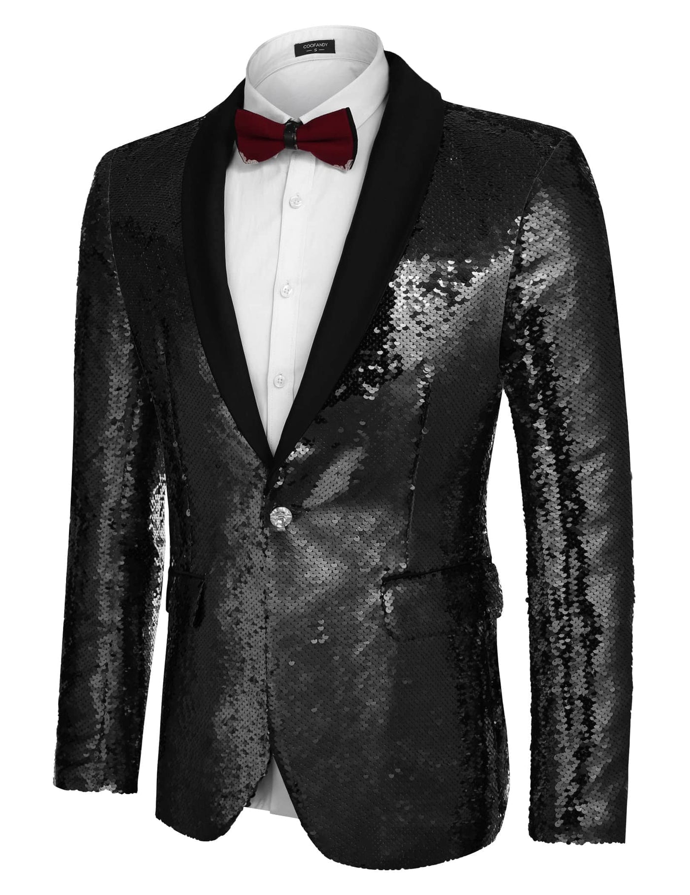 Shiny Sequin Blazer Tuxedo Suit (US Only) Blazer Coofandy 