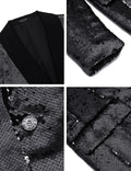 Shiny Sequin Blazer Tuxedo Suit (US Only) Blazer Coofandy 