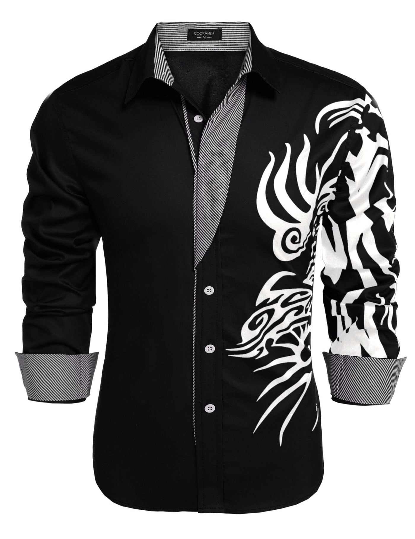 Coofandy Print Dress Shirt (US Only) Shirts coofandy Black S 