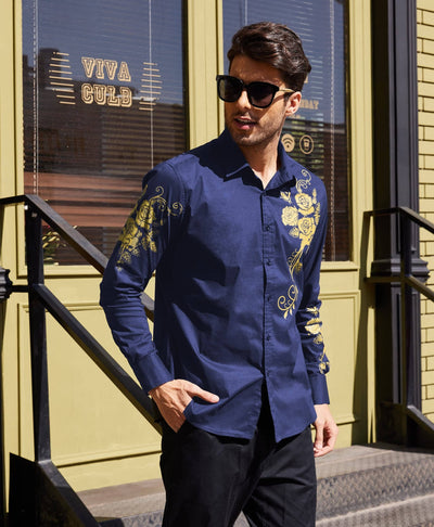 Rose Printed Slim Fit Dress Shirts (US Only) Shirts coofandy 