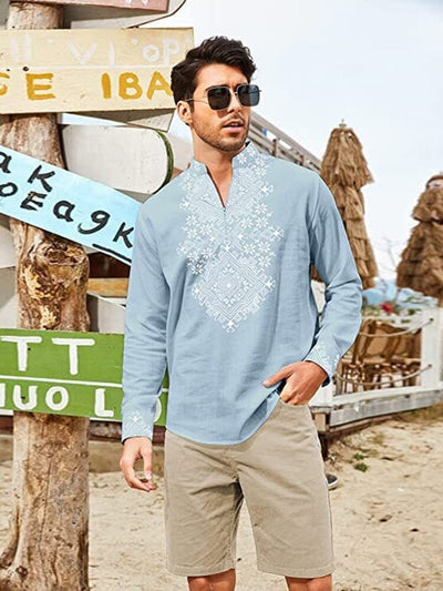 Henley Long Sleeve Shirt (US Only) Shirts coofandy Light Blue S 