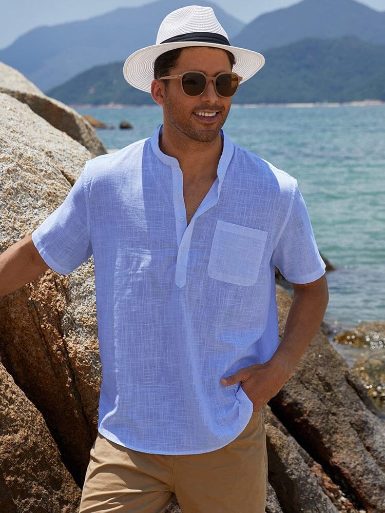 Short Sleeve Casual Beach Shirts (US Only) Shirts coofandy Clear blue S 