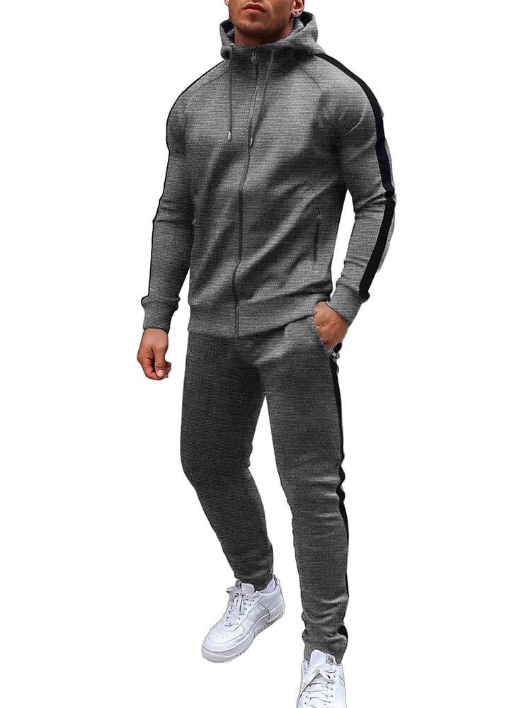 Casual 2-Piece Jogger Tracksuit Set (US Only) Sports Set coofandy Flower Grey S 