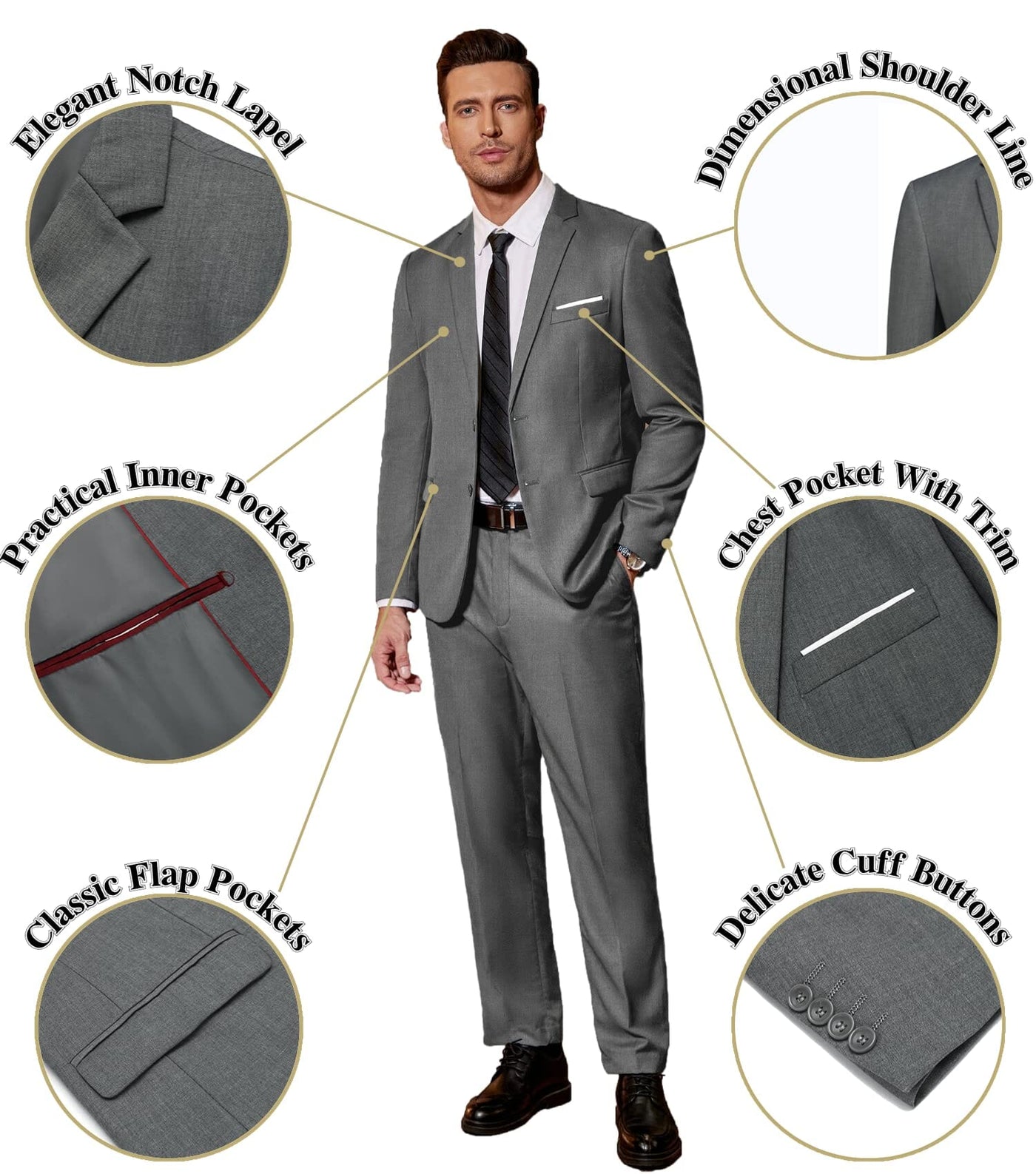 2 Piece Suits Set Slim Fit Tuxedo Jacket Suits (US Only) Suit Set coofandy 