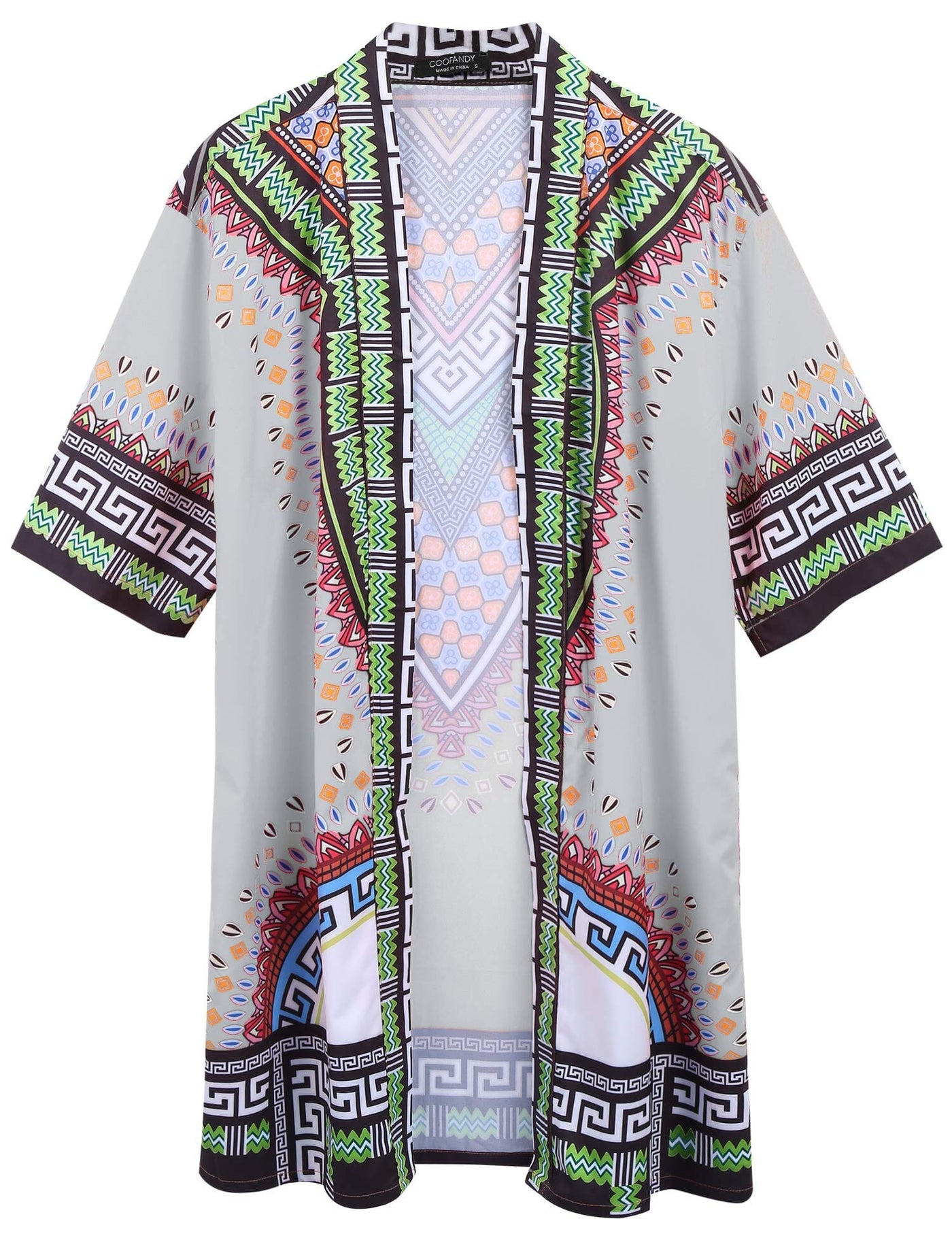 Graphic Ruffle Shawl Collar Lightweight Drape Cape (US Only) Cardigans coofandy 