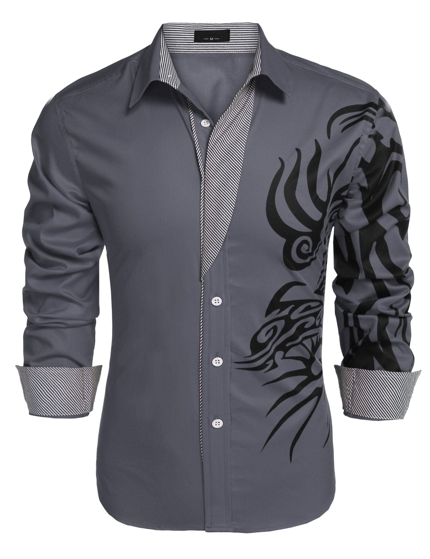 Coofandy Print Dress Shirt (US Only) Shirts coofandy Grey S 