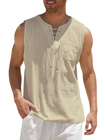 Coofandy Linen Tank Top (US Only) Tank Tops coofandy Khaki S 