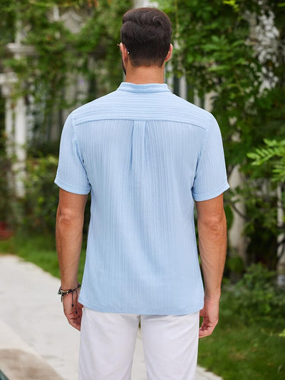 Casual Textured Henley T-Shirt (US Only) Shirts & Polos coofandy 