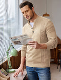 Twisted Stand Collar Knitted Pullover Sweater (US Only) Sweaters coofandy 