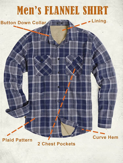 Lined Flannel Plaid Long Sleeve Shirt (US Only) Shirts COOFANDY Store 