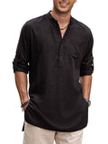 Linen Henley Long Sleeve Shirts with Pocket (US Only) Shirts Coofandy&