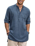 Linen Henley Long Sleeve Shirts with Pocket (US Only) Shirts Coofandy&