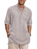 Linen Henley Long Sleeve Shirts with Pocket (US Only) Shirts Coofandy&