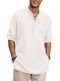 Linen Henley Long Sleeve Shirts with Pocket (US Only) Shirts Coofandy&