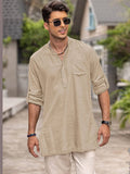 Linen Henley Long Sleeve Shirts with Pocket (US Only) Shirts Coofandy&