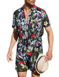 Coofandy Floral One Piece Hawaiian Jumpsuit (US Only) Jumpsuit coofandy Navy Blue S 