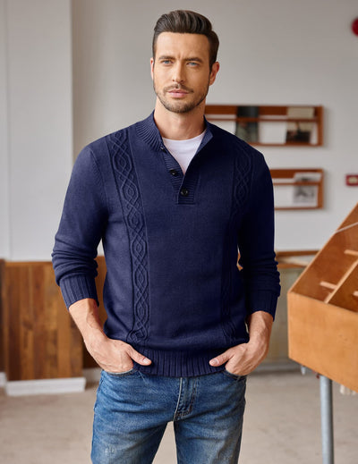 Twisted Stand Collar Knitted Pullover Sweater (US Only) Sweaters coofandy 