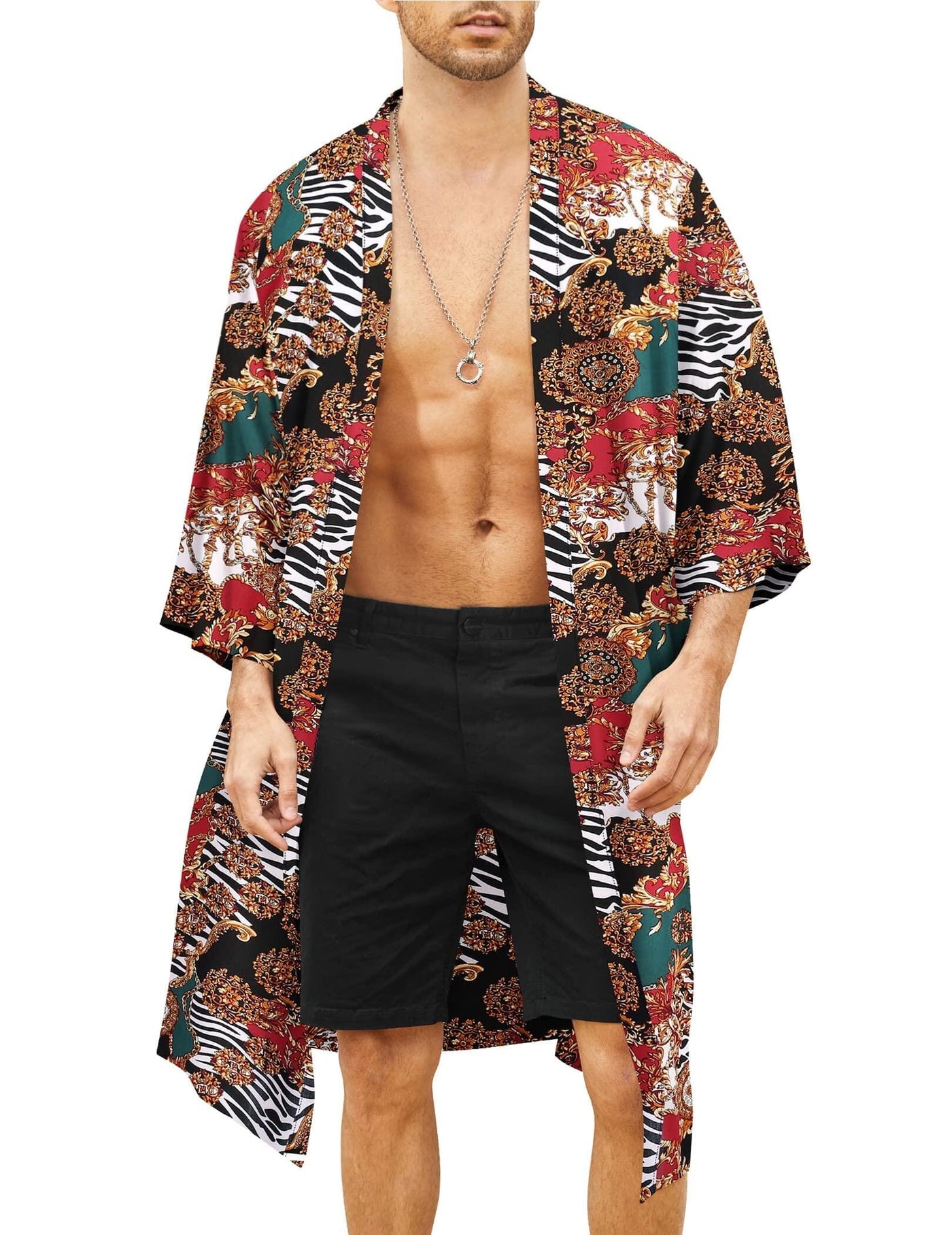 Coofandy Lightweight Kimono Robe (US Only) Robe coofandy Red(luxury Print) L 