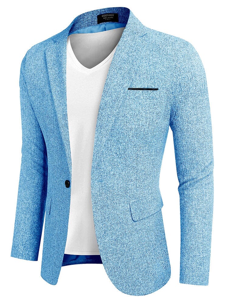 Slim Fit One Button Blazer Jacket (US Only) Blazer coofandy Sky Blue S 