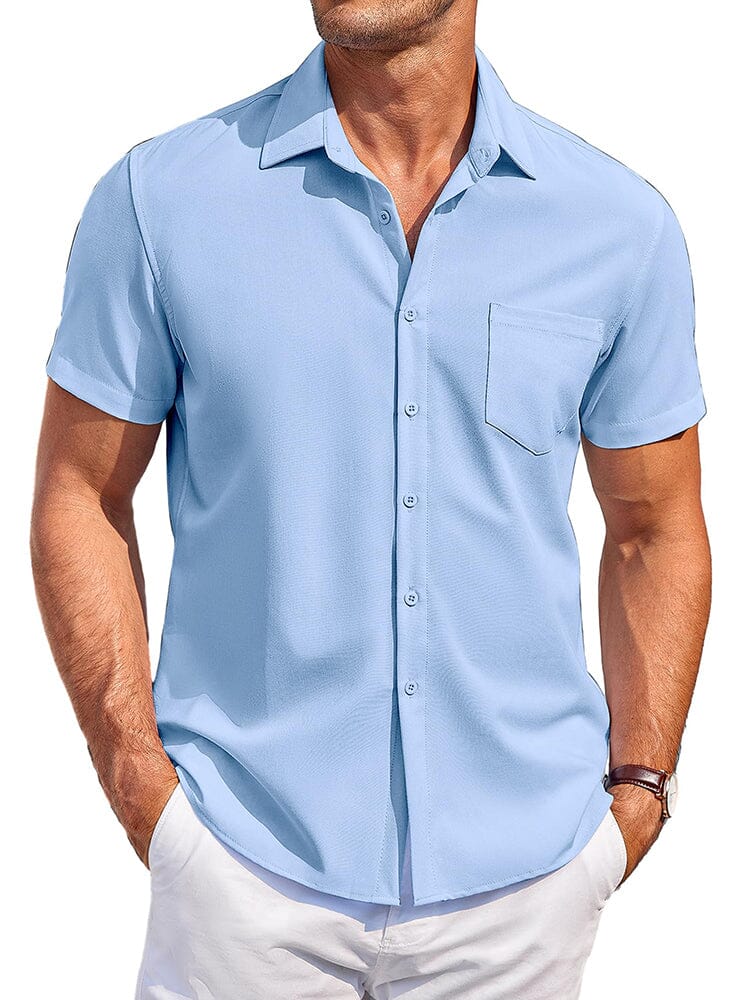 Classic Leisure Wrinkle Free Shirt Shirts coofandy Blue S 