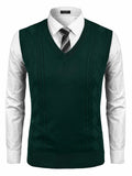 Classic V-Neck Knit Vest (US Only) Vest coofandy Dark Green S 