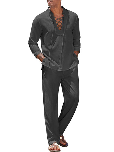 Leisure 2-Piece Vacation Outfit (US Only) Sets coofandy Dark Grey S 