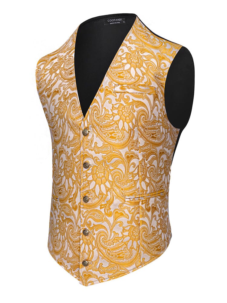 Luxury Paisley Tuxedo Vest (US Only) Vest coofandy Gold S 