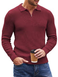 Classic Quarter Zip Knit Polo (US Only) Polos coofandy 
