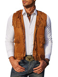 Western Cowboy Fringe Suede Vest (US Local) Vest coofandy Brown S 