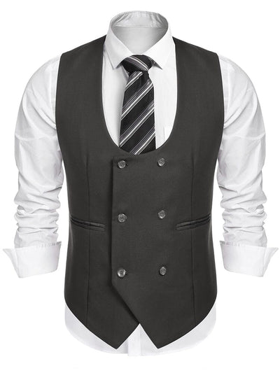 Double Breasted Dress Vest (US Local) Vest coofandy Dark Grey S 