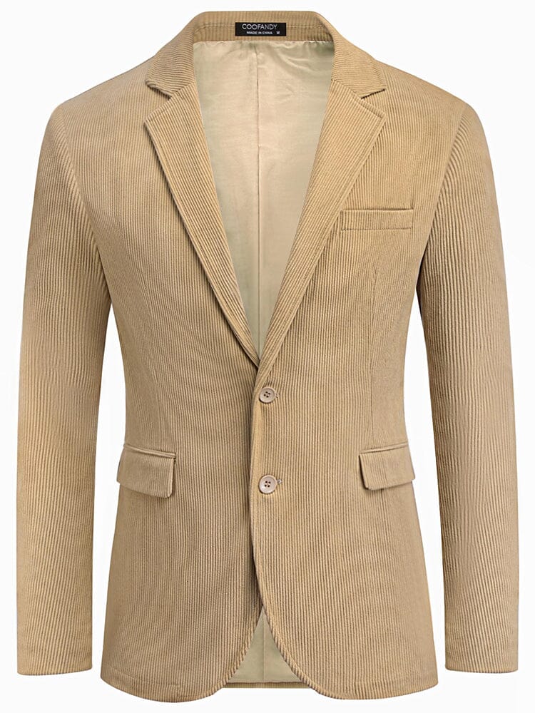 Leisure Corduroy Blazer Jacket (US Only) Blazer coofandy Khaki S 