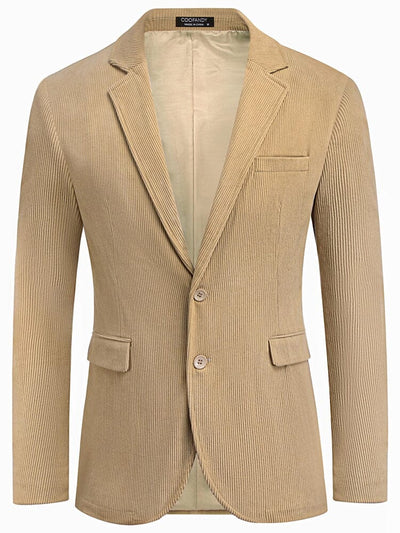 Leisure Corduroy Blazer Jacket (US Only) Blazer coofandy Khaki S 