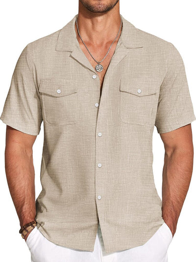 Casual Cuban Collar Summer Shirt (US Only) Shirts coofandy Light Brown S 