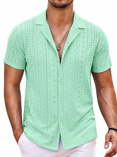 Coastal Chic Openwork Shirt (US Only) Shirts coofandy Mint Green S 