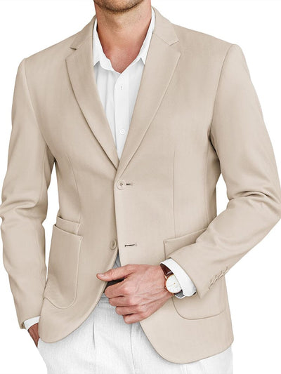 Classic Two Button Tweed Blazer (US Only) Blazer coofandy Beige S 