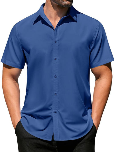 Casual Business Wrinkle Free Shirt Shirts coofandy Dark Blue S 