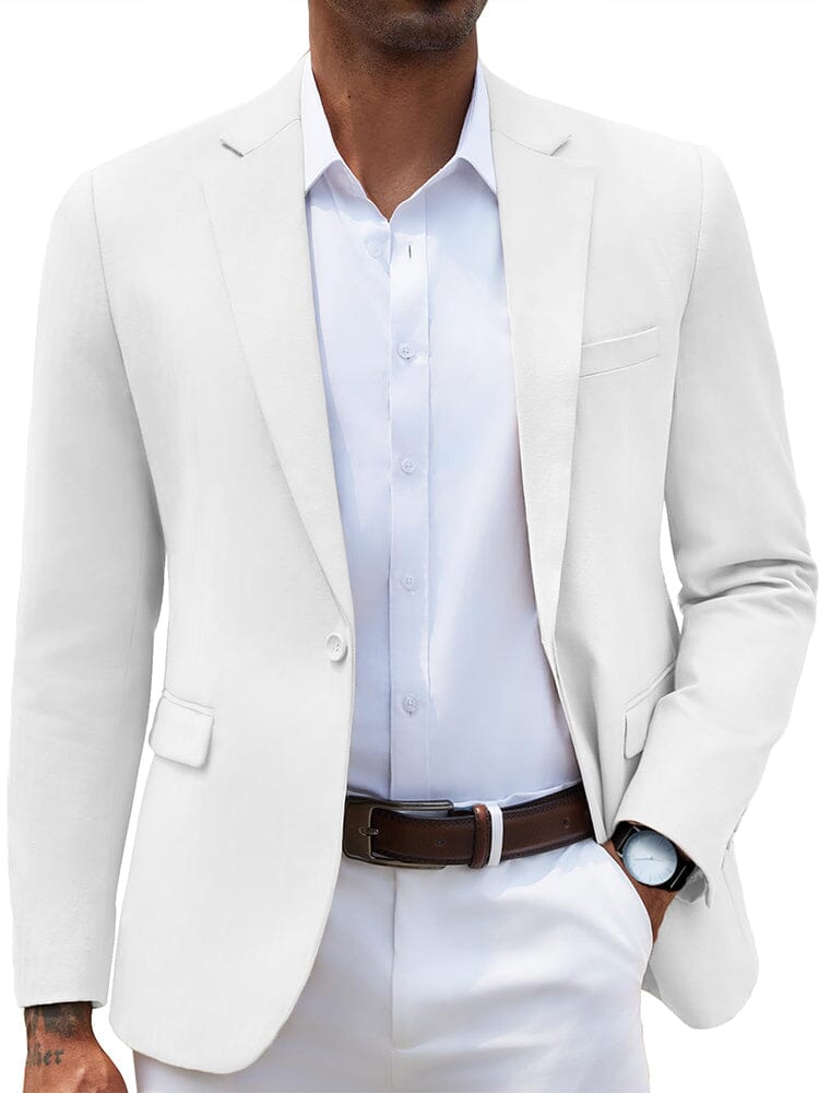 Casual Business Suit Jacket (US Only) Blazer coofandy White S 