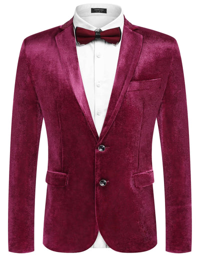 Floral Luxury Tuxedo Dinner Party Blazer (US Only) Blazer coofandy Wine Red S 