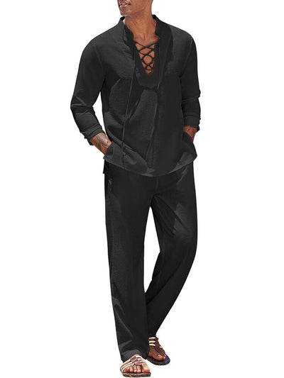 Leisure 2-Piece Vacation Outfit (US Only) Sets coofandy Black S 