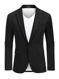 Casual One Button Knit Suit Jacket (US Only) Blazer coofandy Black S 