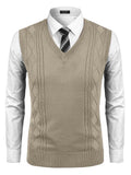 Classic V-Neck Knit Vest (US Only) Vest coofandy Khaki S 
