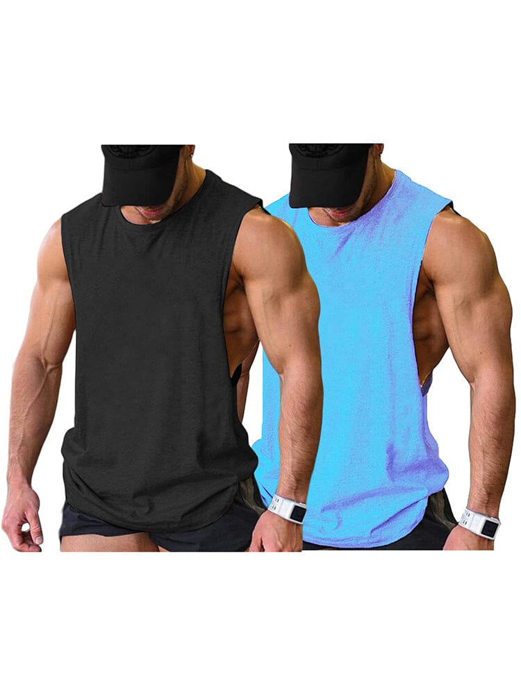 Leisure 2-Packs Muscle Tank Top (US Only) coofandy Black/Sky Blue S 