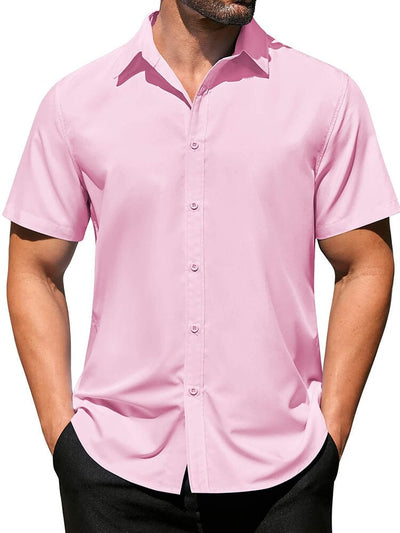 Casual Business Wrinkle Free Shirt Shirts coofandy Pink S 