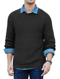 Crew Neck Slim Fit Knitted Pullover Sweater (US Only) Sweaters coofandystore Black S 